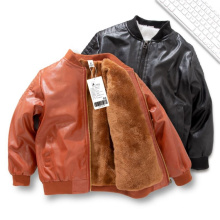 New Collection Children Cool Tops Korean Style Fashion Pu Leather Jacket For Kids